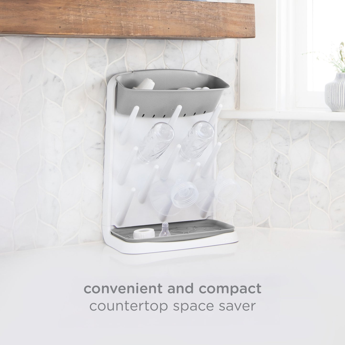 Ubbi Vertical Baby Bottle Drying Rack - Gray