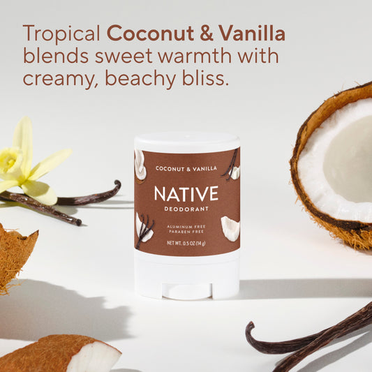 Native Travel Size Aluminum Free Deodorant Solid - Coconut And Vanilla