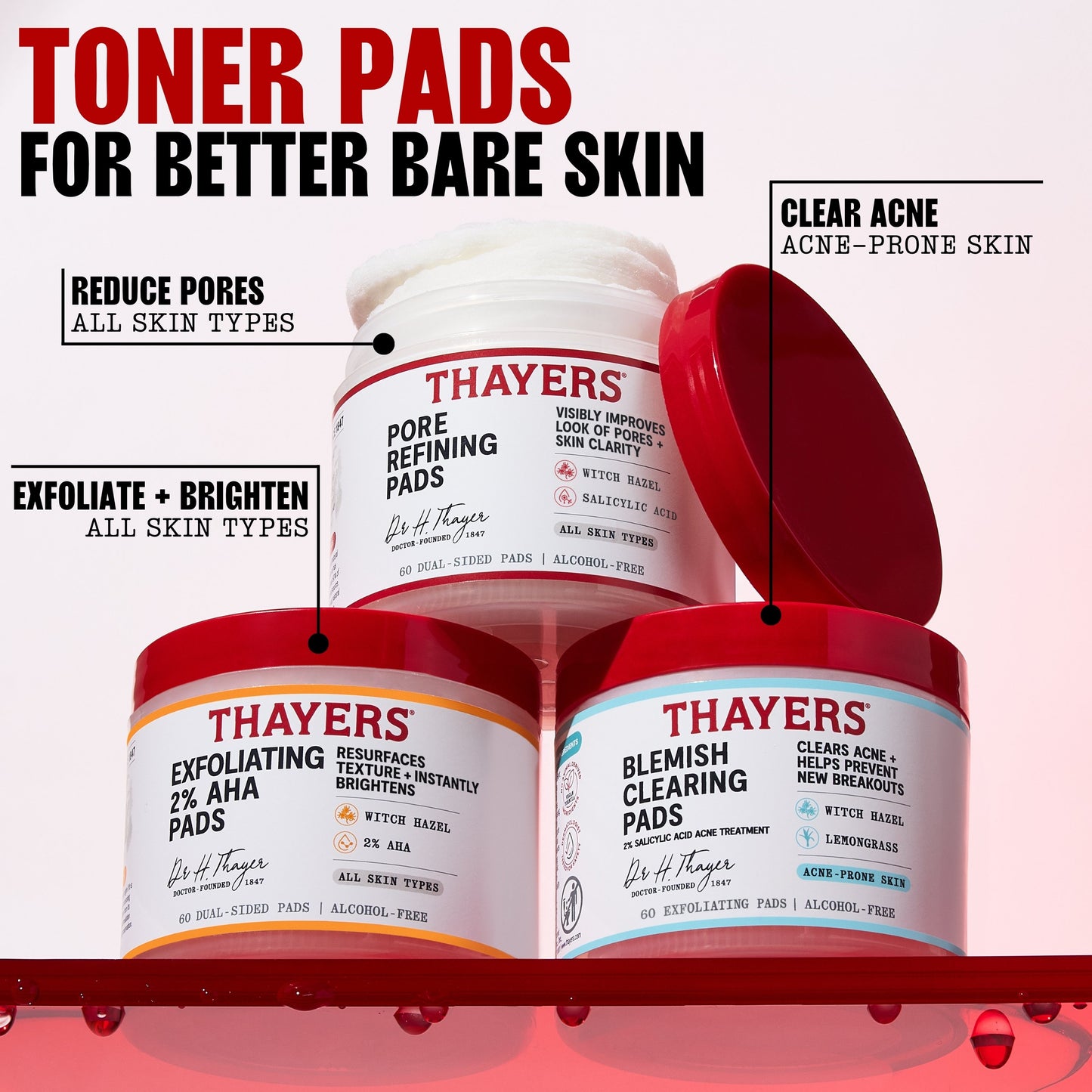 Thayers Exfoliating 2% AHA Pads
