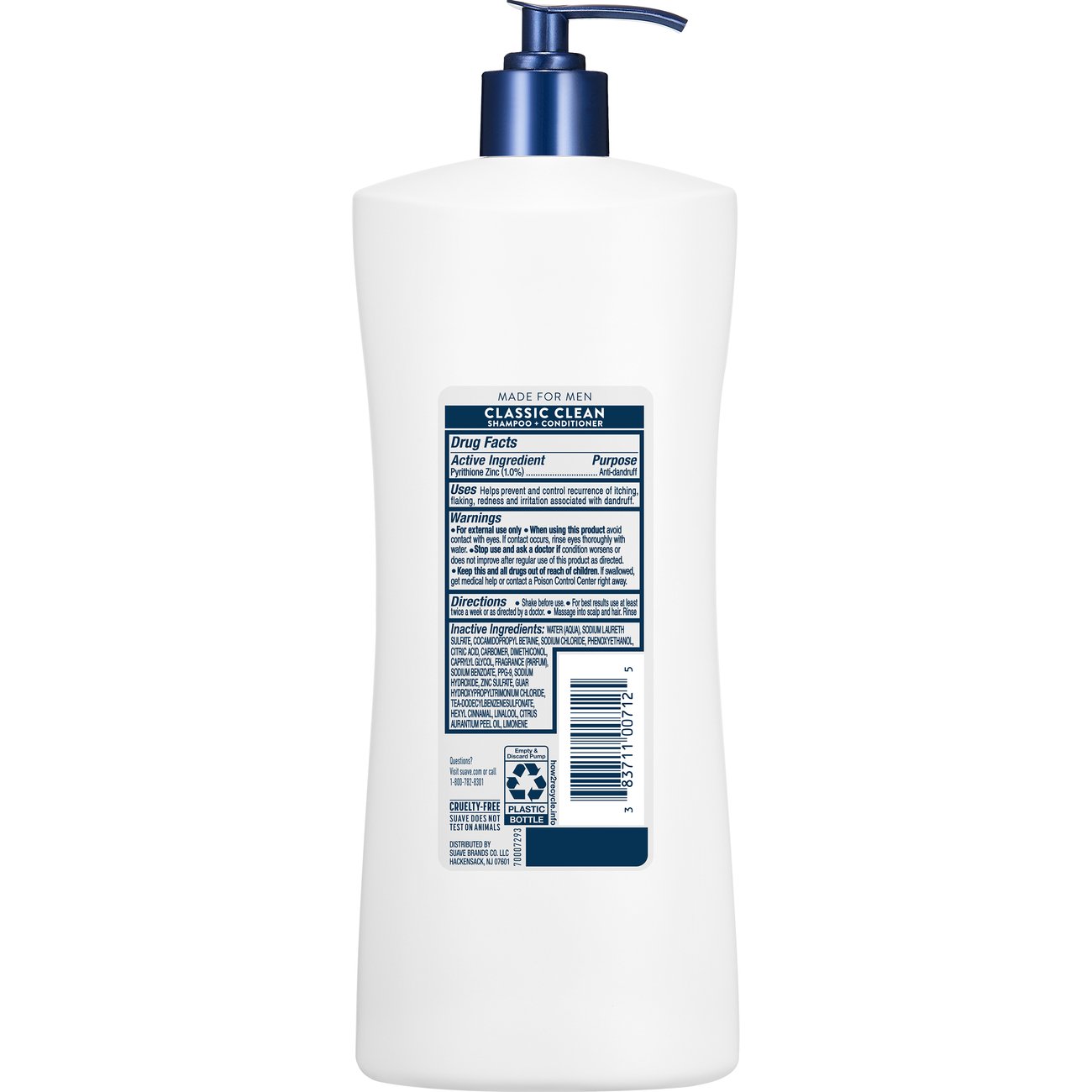 Suave Men's Classic Clean Anti-Dandruff 2-in-1 Shampoo & Conditioner