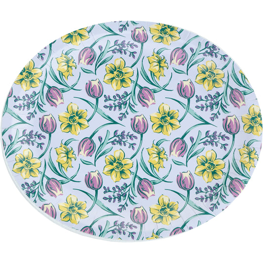 Destination Holiday Spring Floral Oval Paper Plates