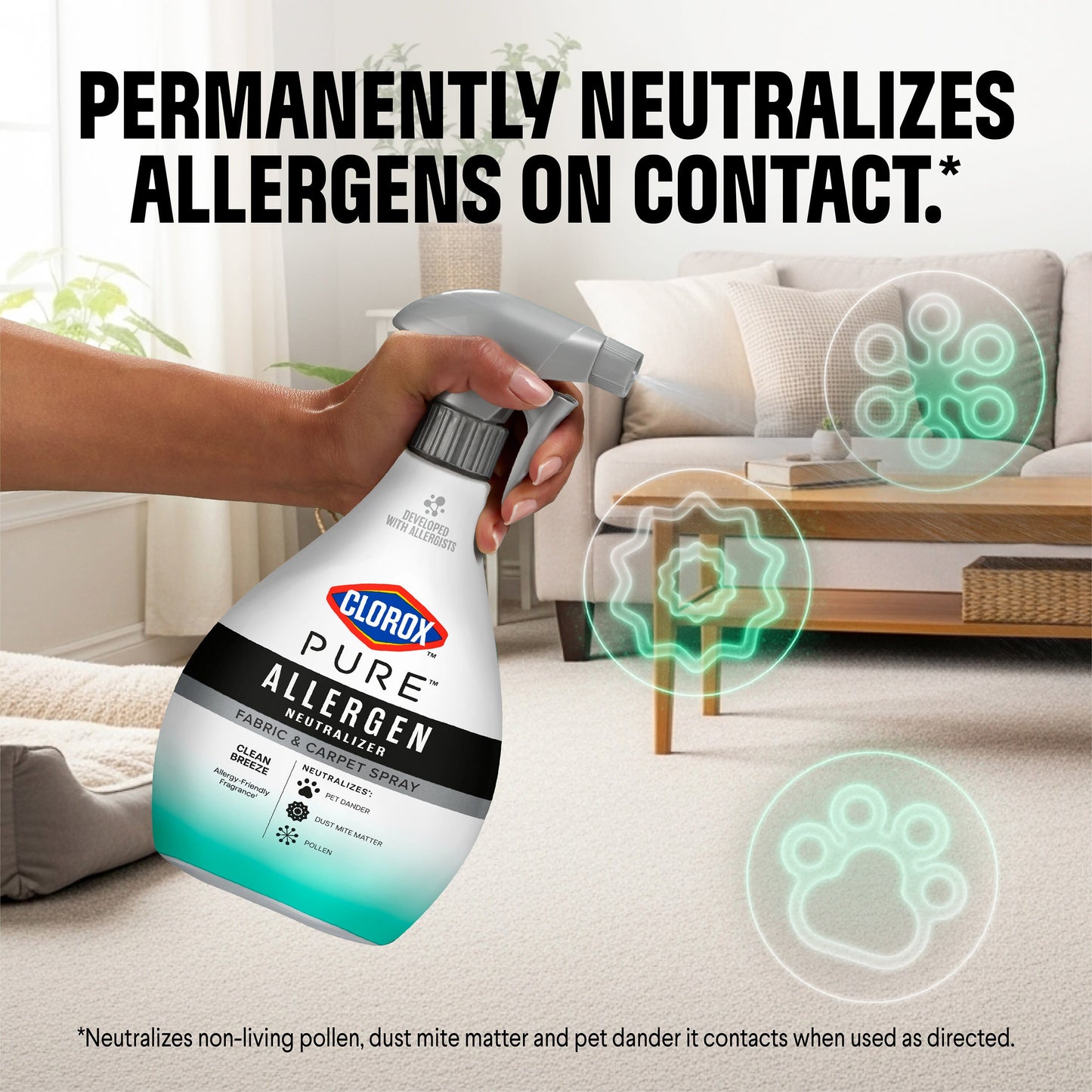 Clorox Clorox PURE Allergen Neutralizer Fabric and Carpet Spray - Clean Breeze