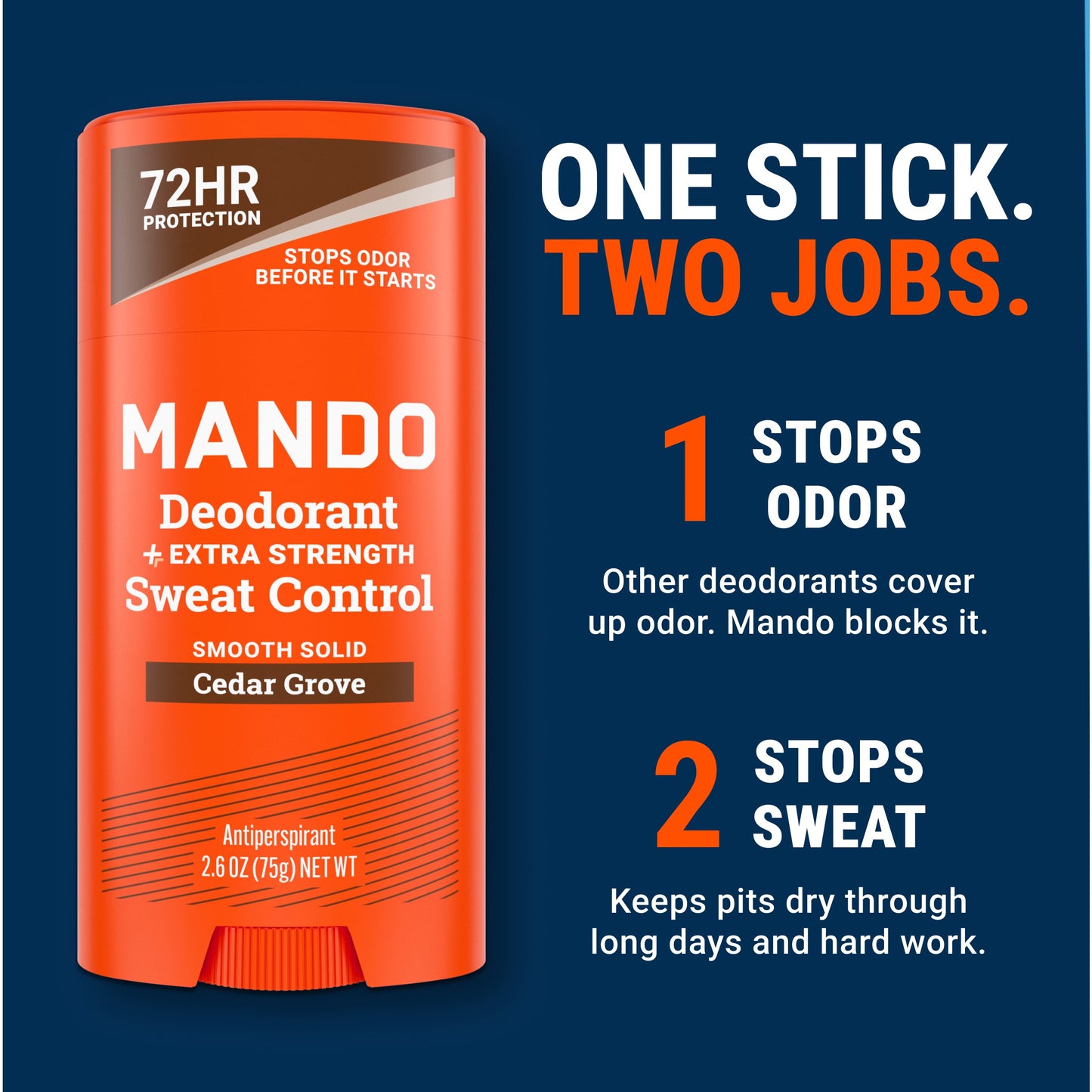 Mando Men Sweat Control Deodorant Solid - Cedar Grove