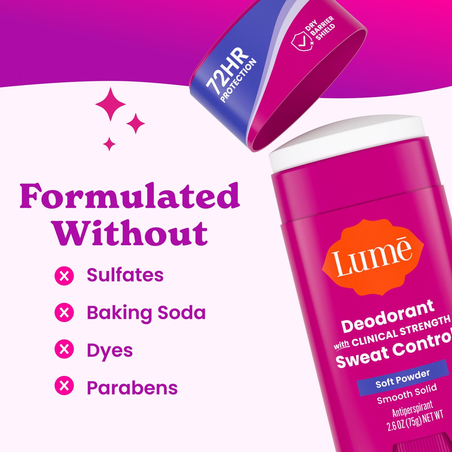 Lume Women Sweat Control Deodorant Solid - Soft Power