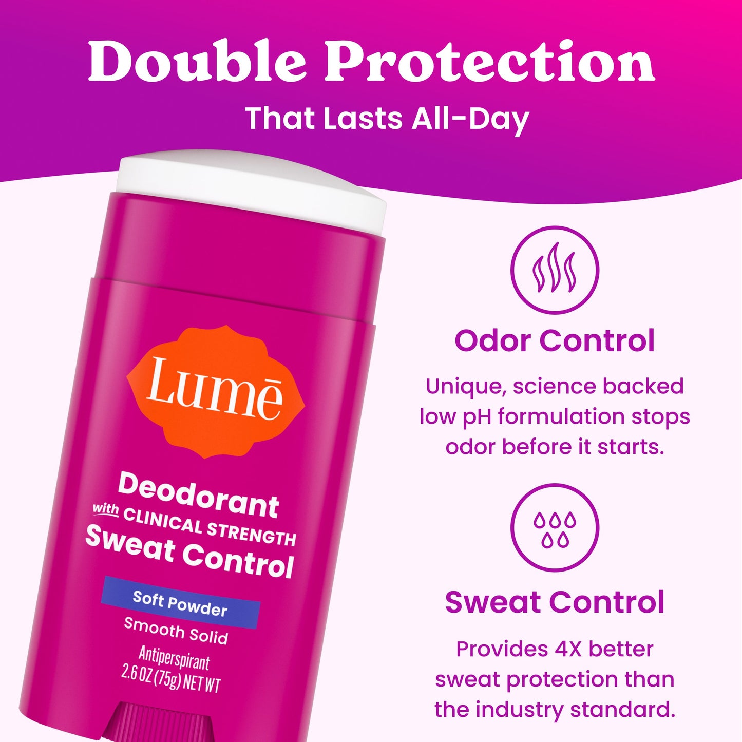 Lume Women Sweat Control Deodorant Solid - Soft Power