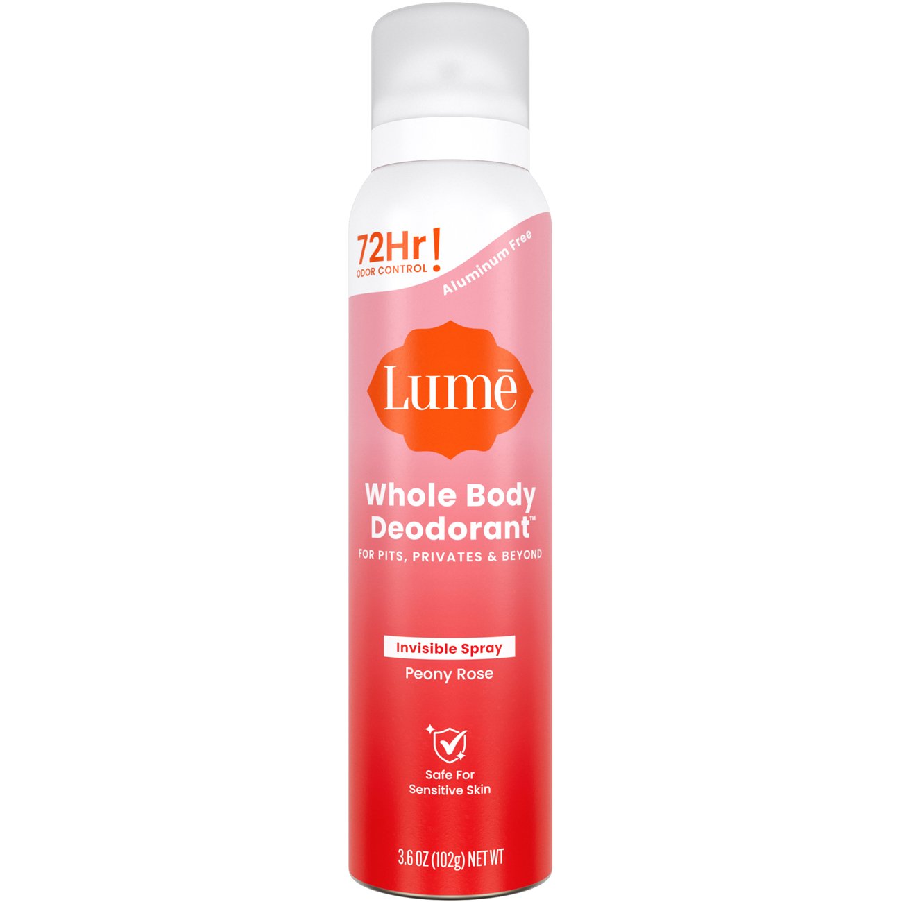 Lume Women 72 Hr Whole Body Aluminum Free Invisible Spray Deodorant - Peony Rose