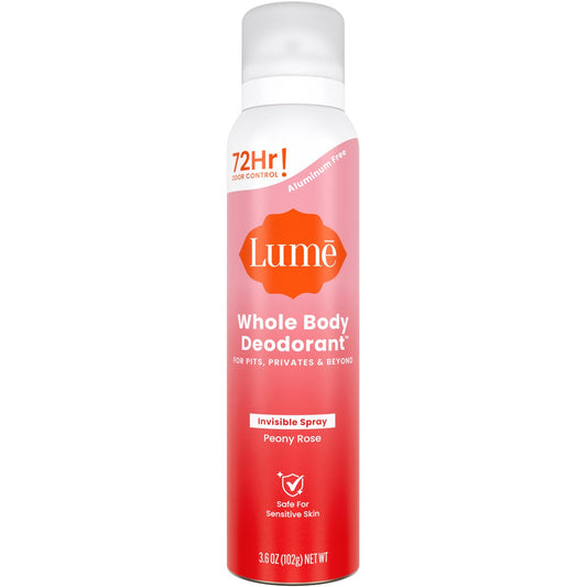 Lume Women 72 Hr Whole Body Aluminum Free Invisible Spray Deodorant - Peony Rose