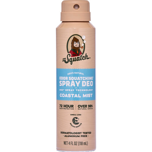 Dr. Squatch Men's Natural Odor Squatching Aluminum Free Deodorant Spray - Coastal Mist