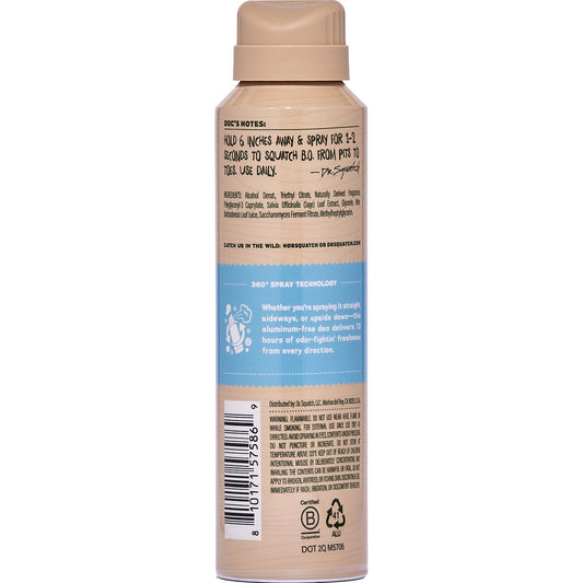 Dr. Squatch Men's Natural Odor Squatching Aluminum Free Deodorant Spray - Coastal Mist