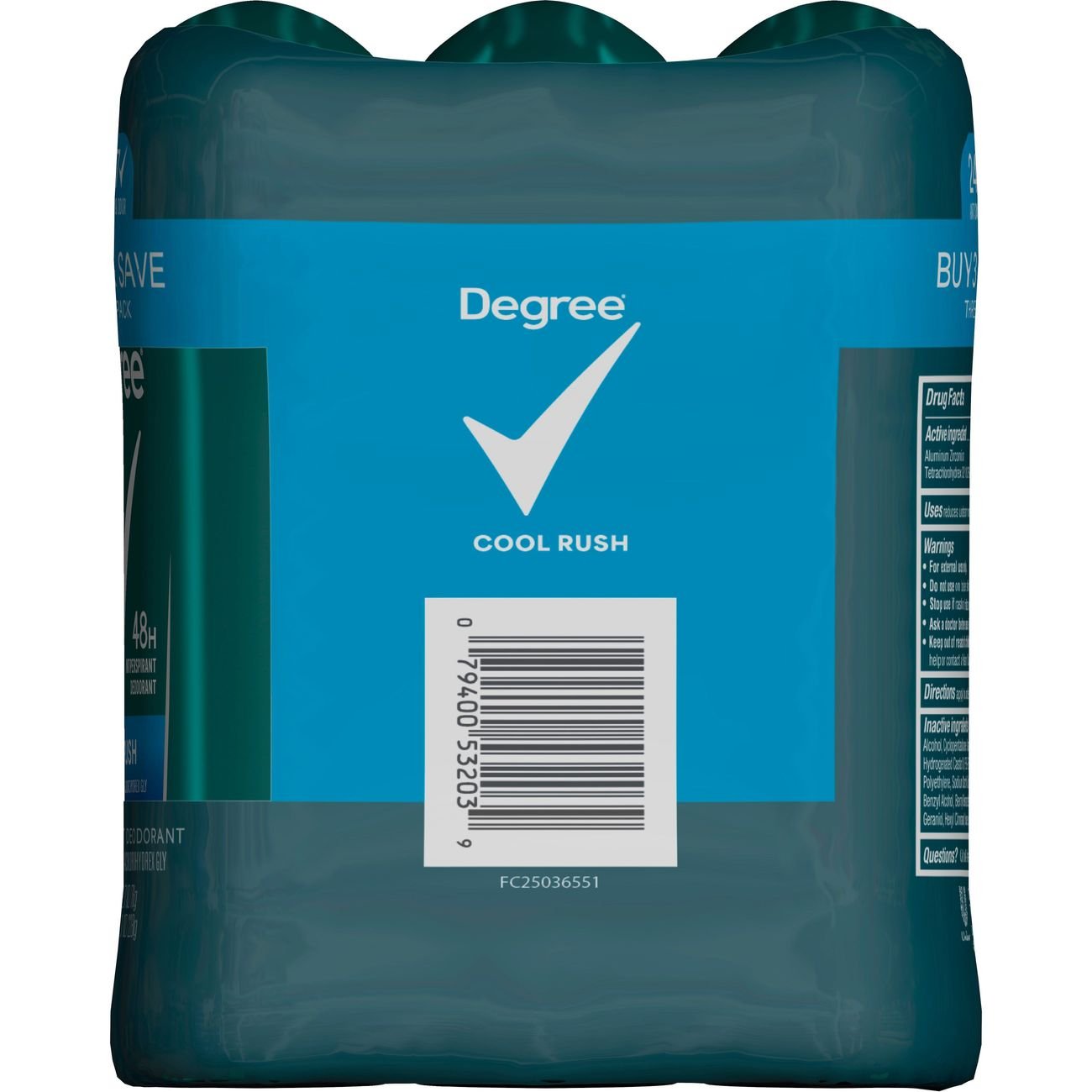 Degree Men 48 Hr Antiperspirant Deodorant Solid - Cool Rush, 3 pk