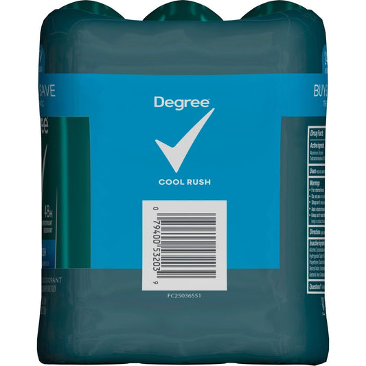 Degree Men 48 Hr Antiperspirant Deodorant Solid - Cool Rush, 3 pk