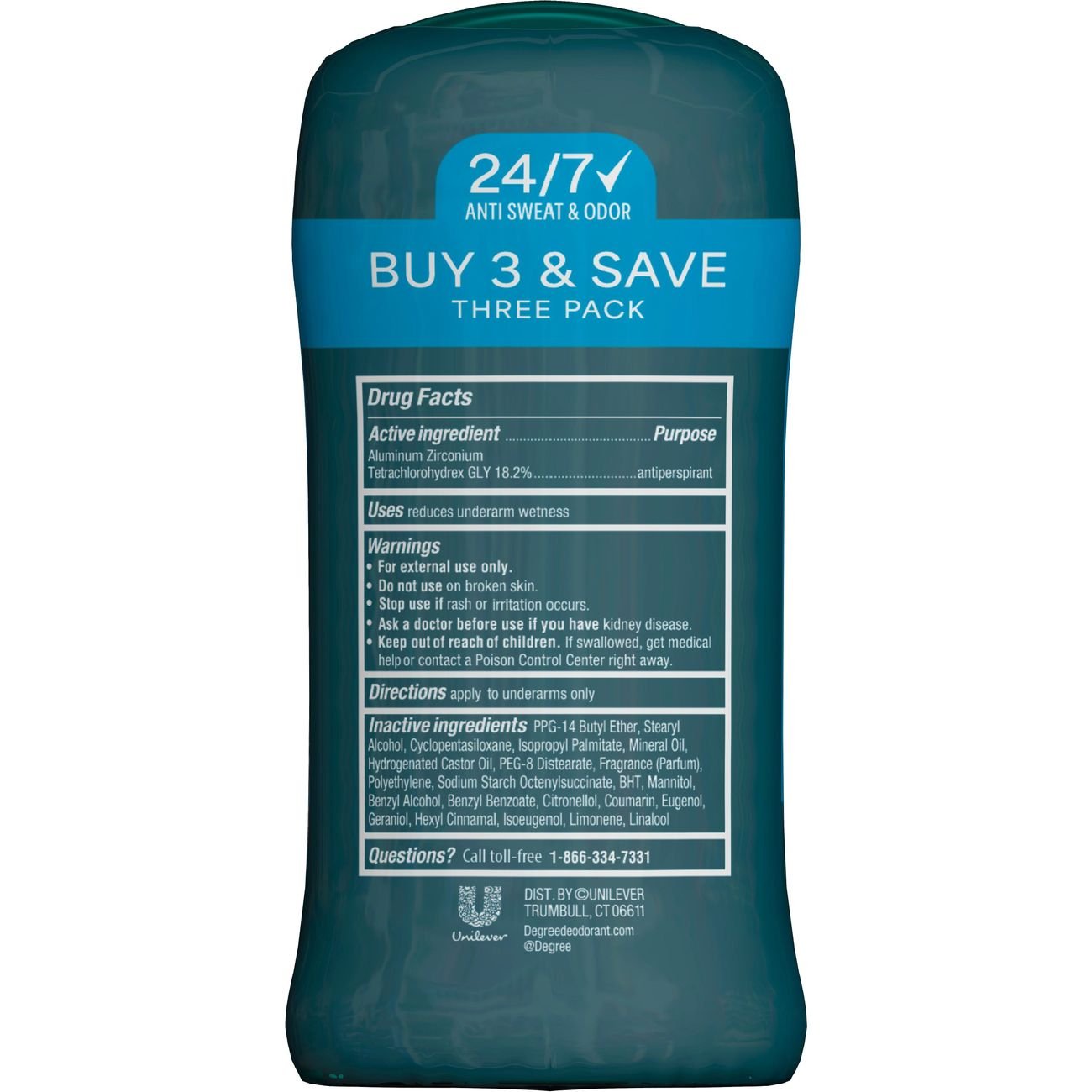 Degree Men 48 Hr Antiperspirant Deodorant Solid - Cool Rush, 3 pk