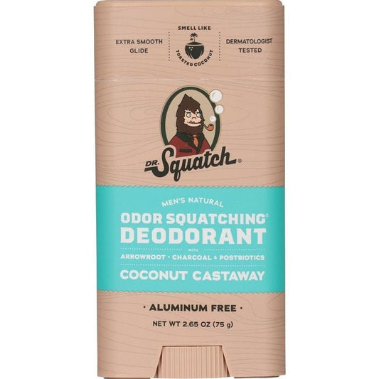 Dr. Squatch Men's Natural Odor Squatching Aluminum Free Deodorant Solid - Coconut Castaway