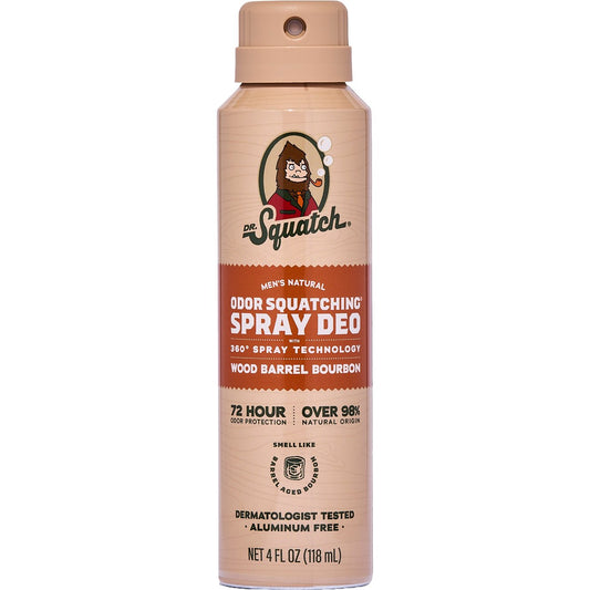 Dr. Squatch Men's Natural Odor Squatching Aluminum Free Deodorant Spray - Wood Barrel Bourbon