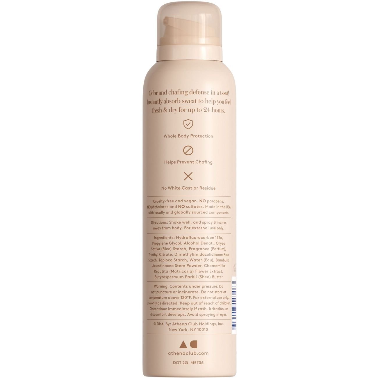 Athena Club Aluminum Free Full Body Dry Spray Deodorant - Golden Vanilla
