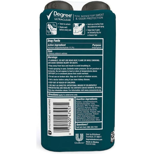 Degree Men Ultra Clear Dry Spray Antiperspirant Deodorant - Fresh, 2 pk