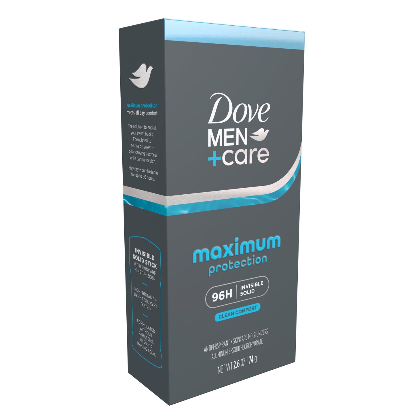 Dove Men+Care Maximum Protection 96 Hr Invisible Solid Antiperspirant Deodorant - Clean Comfort
