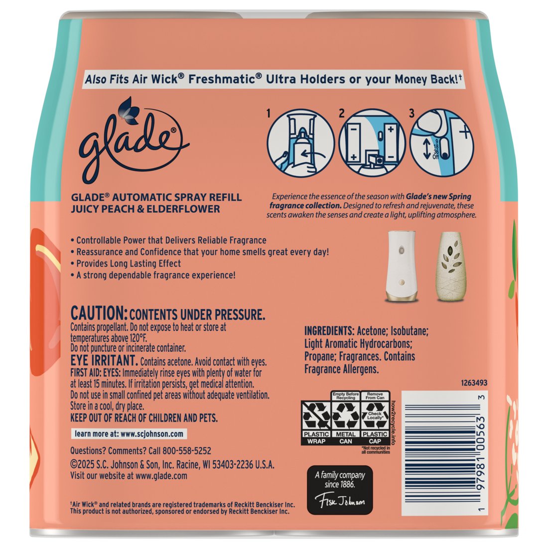 Glade Automatic Refill Spray Value Pack - Juicy Peach & Elderflower