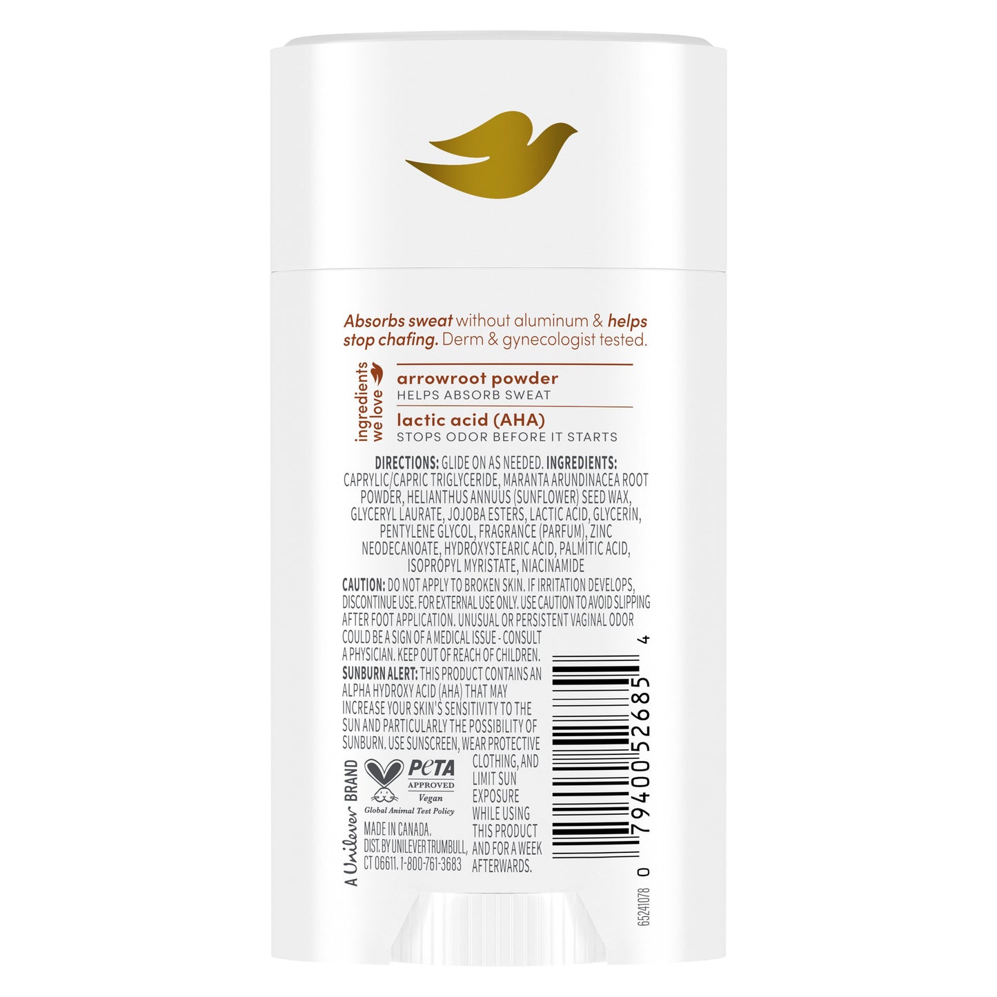 Dove Aluminum Free Anti-Chafe Whole Body Deodorant Solid - Coconut Vanilla