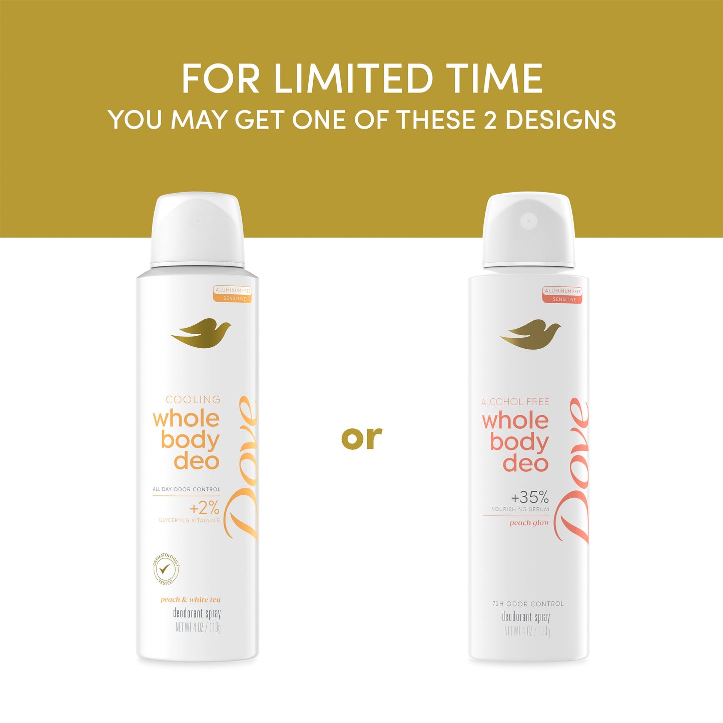 Dove Aluminum Free Sensitive Whole Body Deodorant Spray - Peach Glow