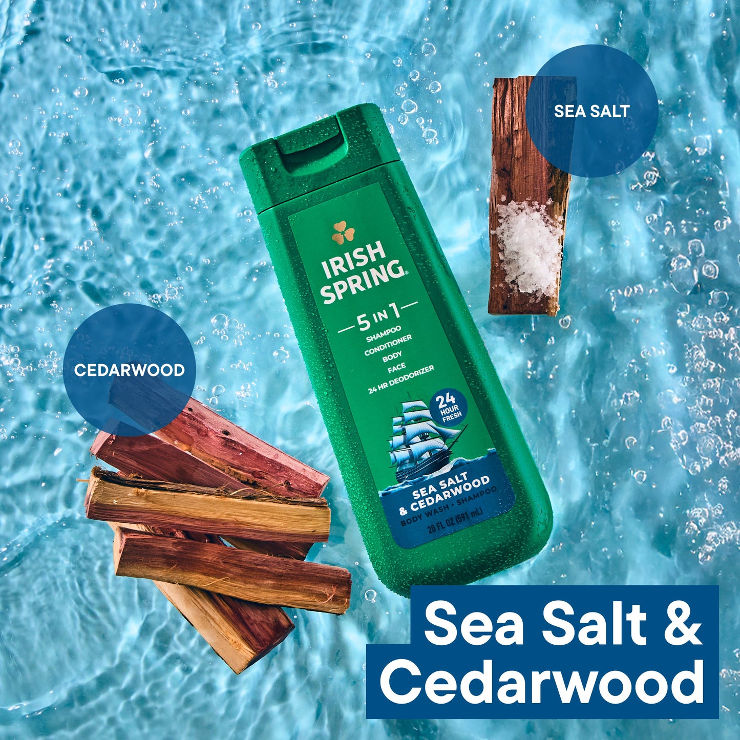 Irish Spring Men's 5-in-1 Body Wash - Sea Salt & Cedarwood