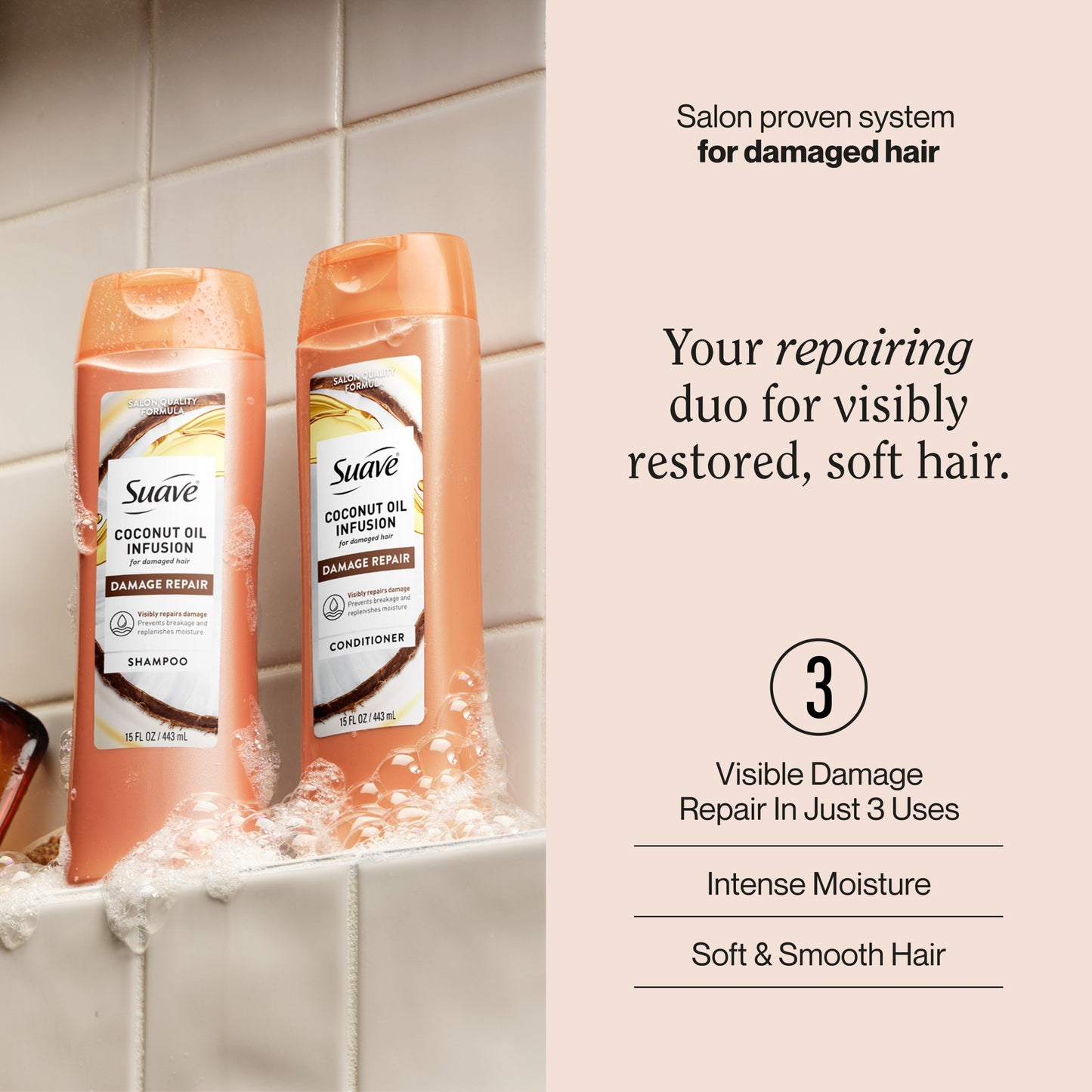 Suave Coconut Oil Infusion Damage Repair Shampoo & Conditioner 2 pk