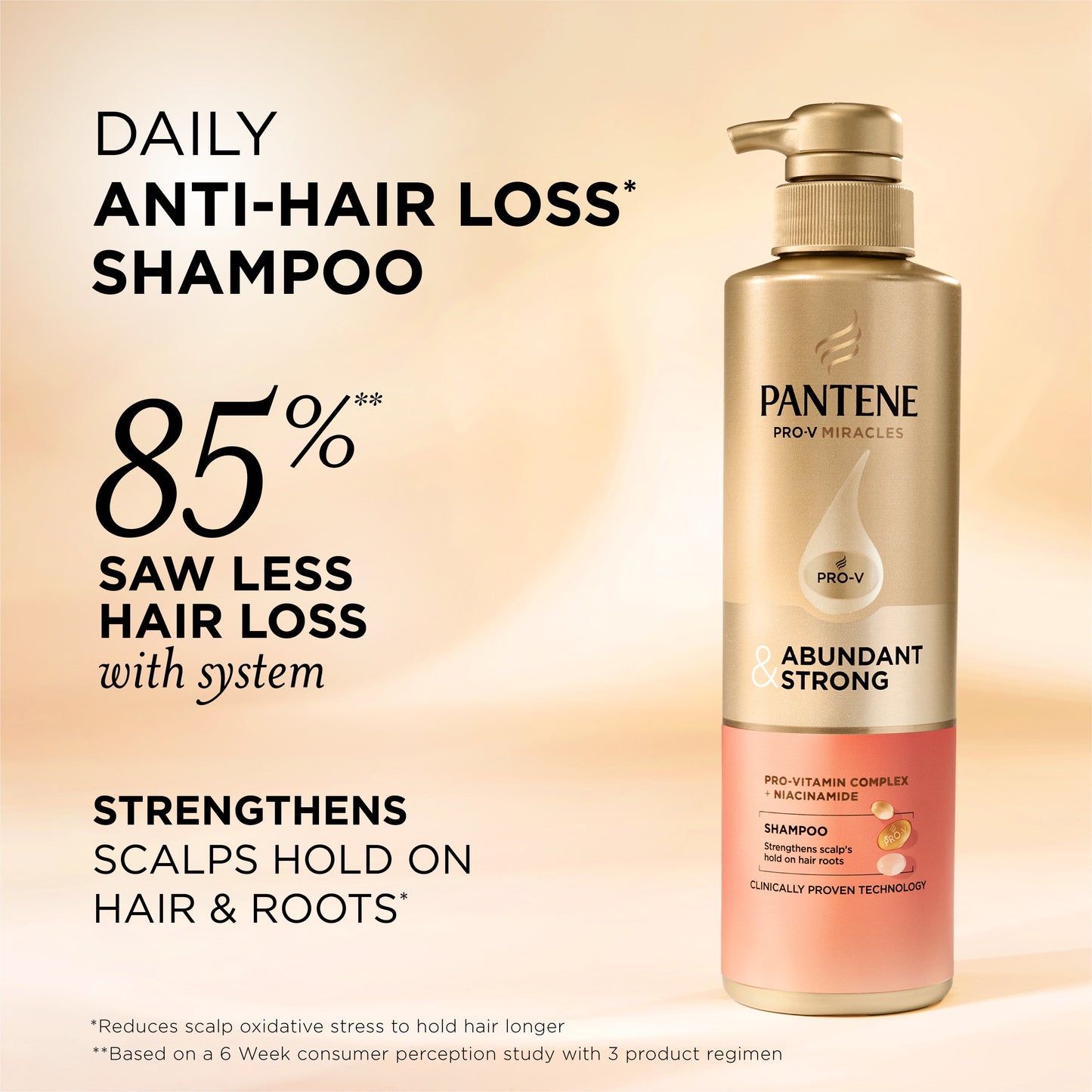 Pantene Abundant & Strong Shampoo with Pro-Vitamin B5 Complex and Niacinamide, 13.5 oz