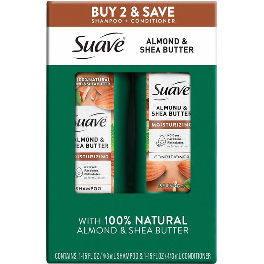 Suave Moisturizing Almond & Shea Butter Shampoo & Conditioner 2 pk