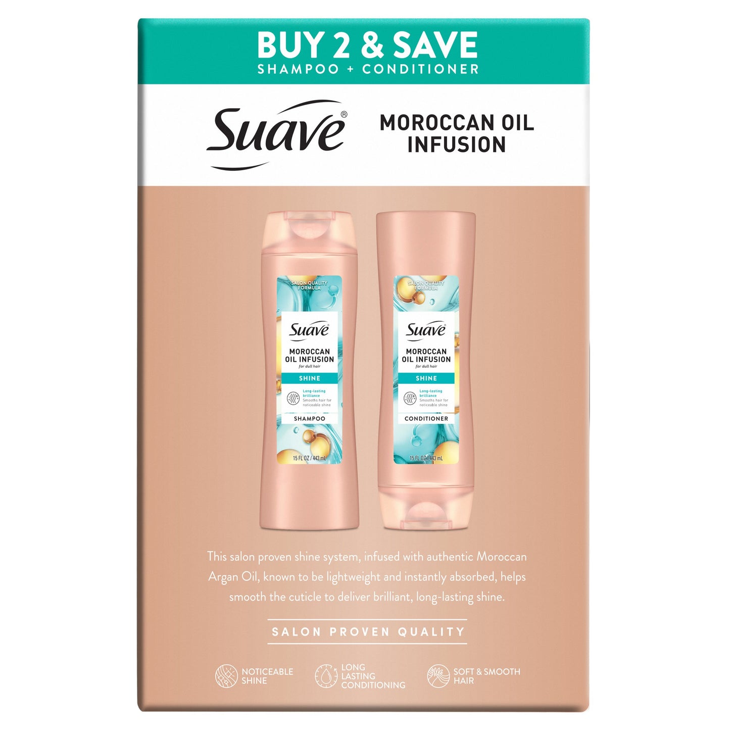 Suave Moroccan Oil Infusion Moroccan Shine Shampoo & Conditioner 2 pk