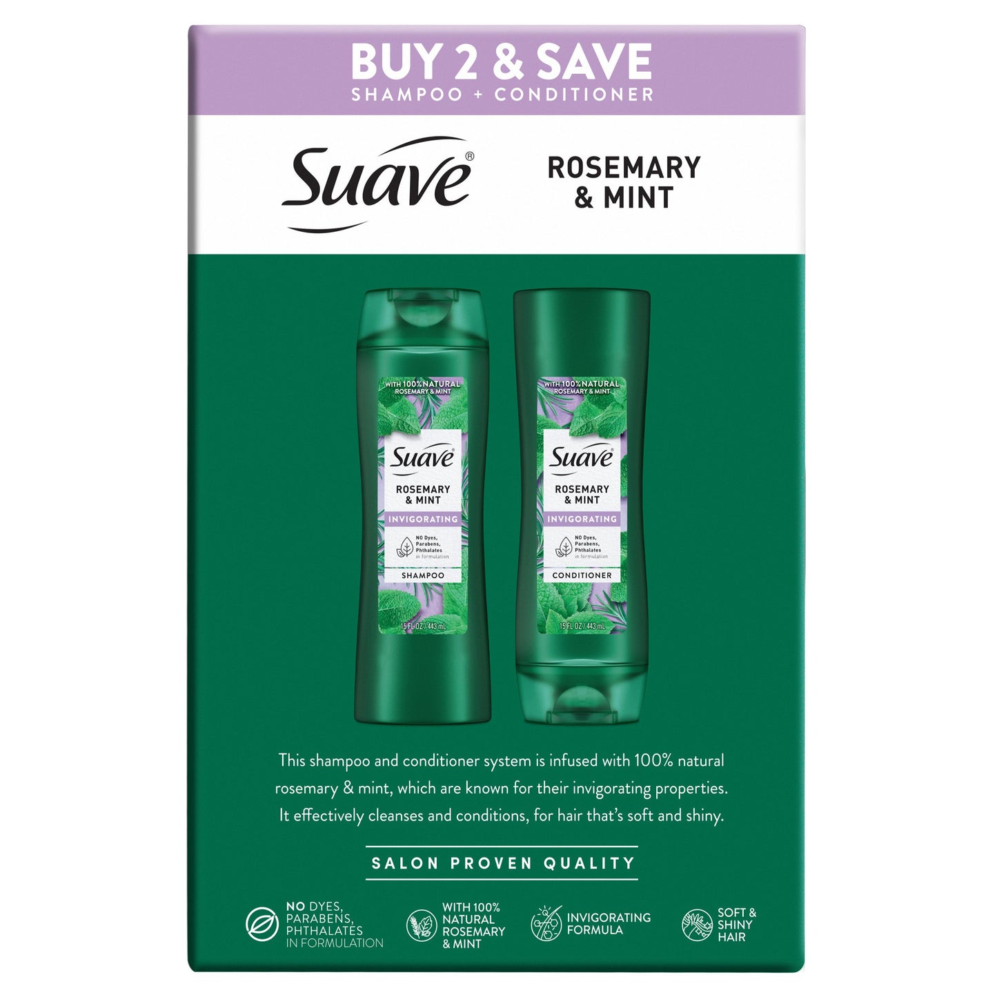 Suave Invigorating Rosemary & Mint Shampoo & Conditioner 2 pk