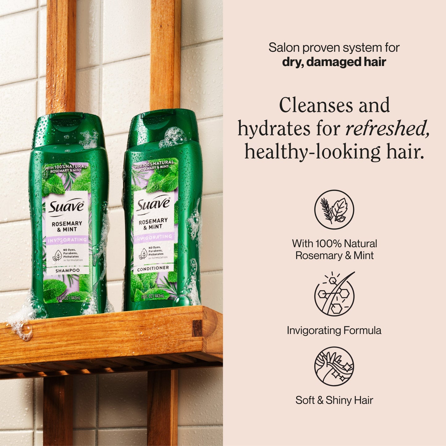 Suave Invigorating Rosemary & Mint Shampoo & Conditioner 2 pk