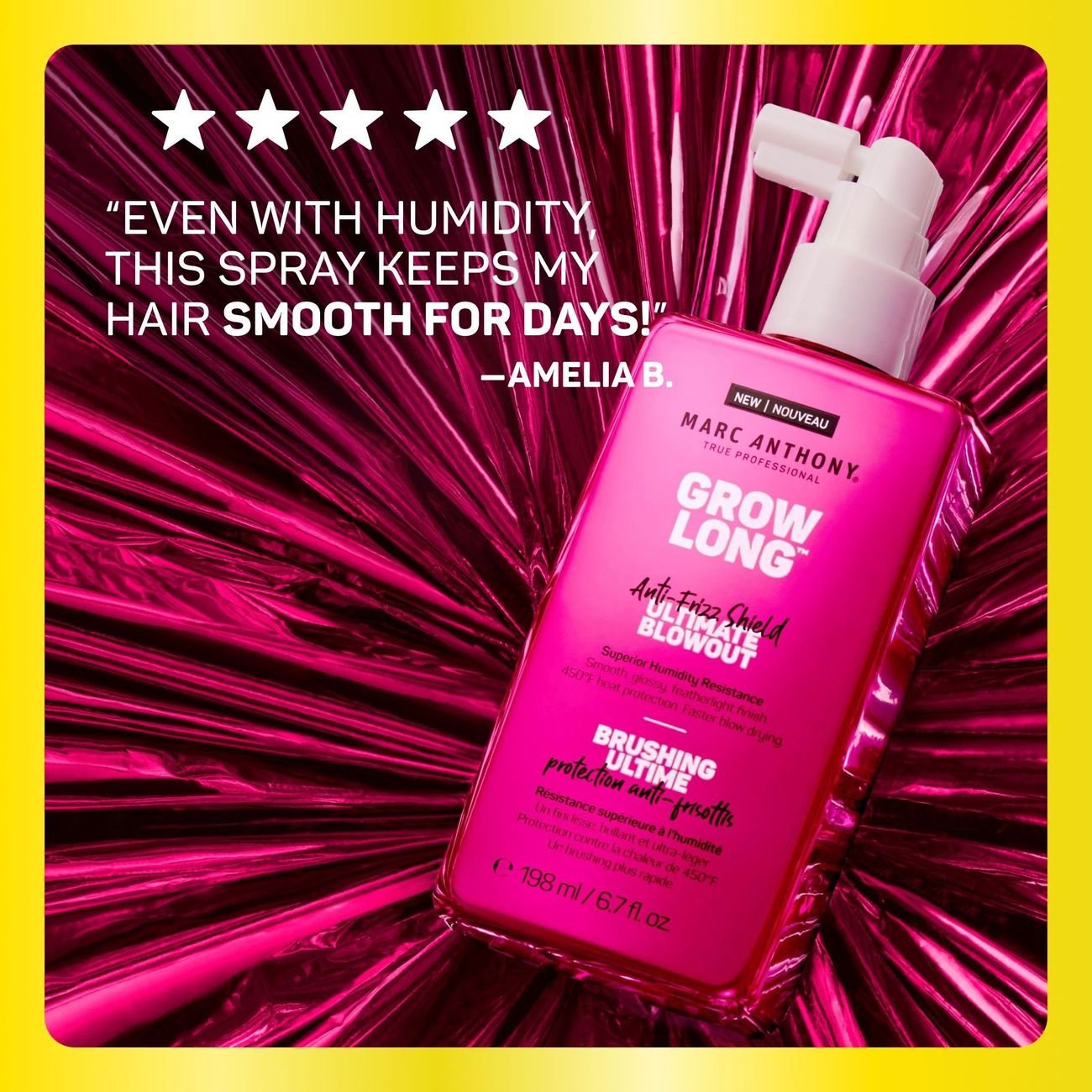 Marc Anthony Grow Long Anti-Frizz Shield Ultimate Blowout Heat Protection Spray