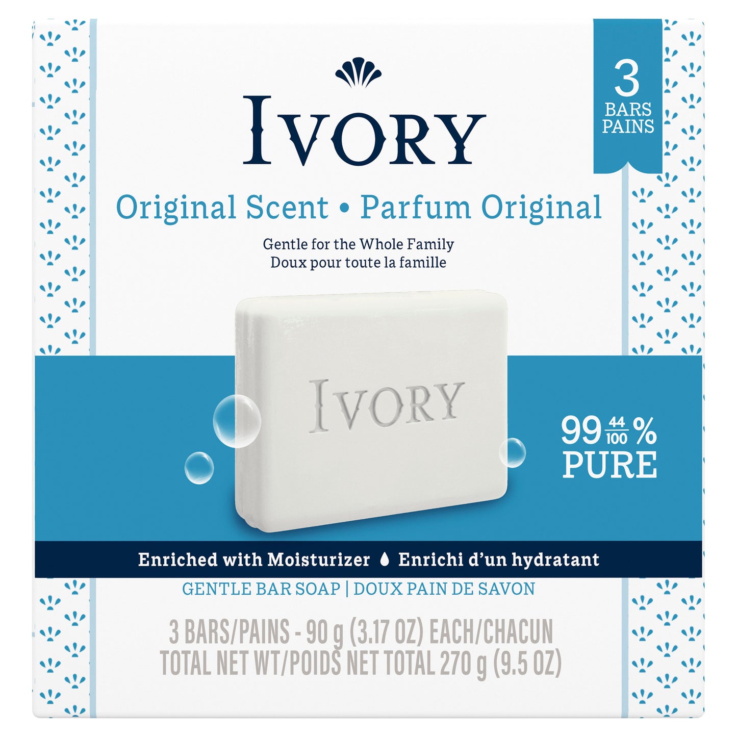 Ivory Gentle Moisturizing Bar Soap - Original, 3 ct