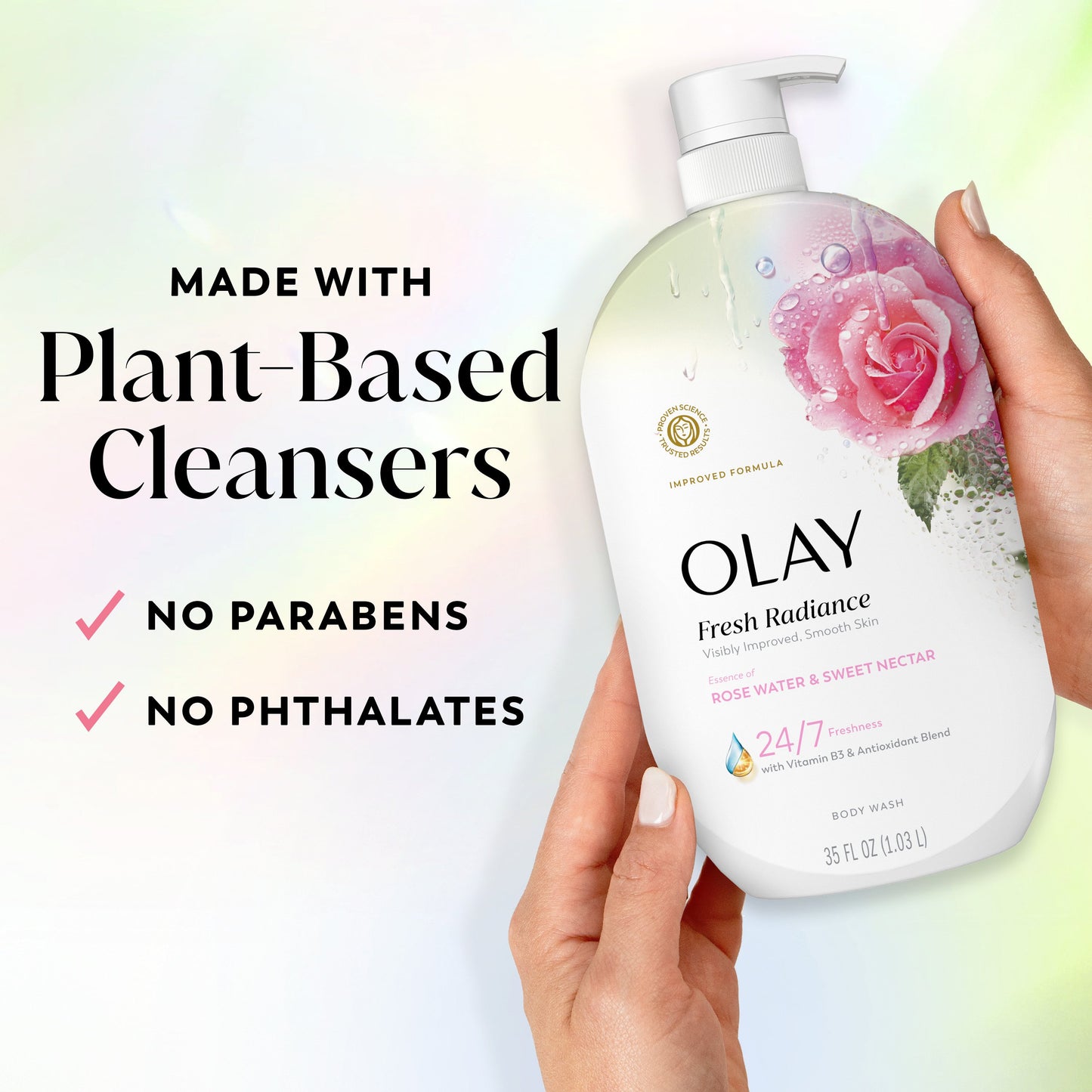Olay Fresh Radiance Body Wash with Essence of Rose Water and Sweet Nectar, Vitamin B3 and Antioxidant Blend