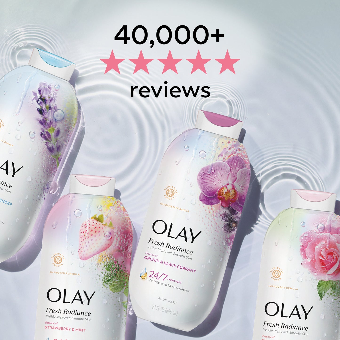 Olay Fresh Radiance Body Wash with Essence of Rose Water and Sweet Nectar, Vitamin B3 and Antioxidant Blend