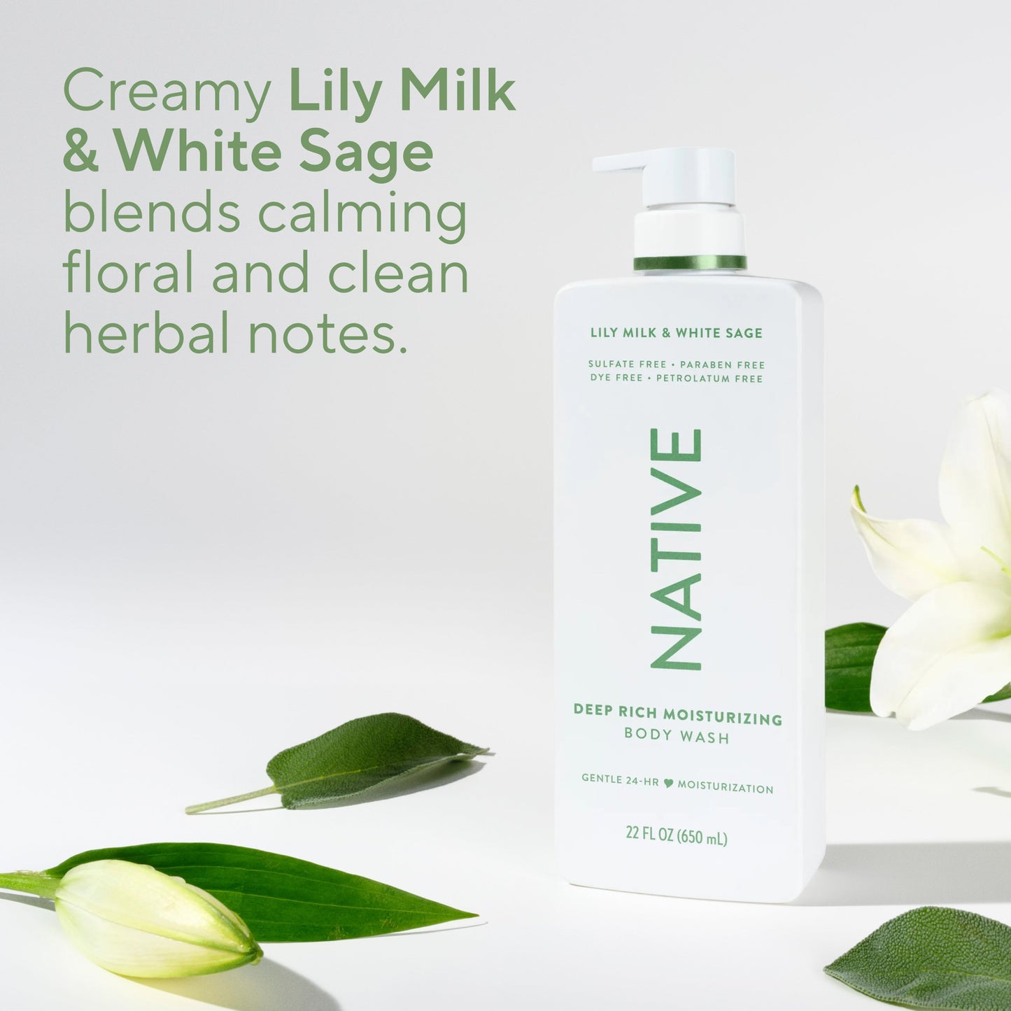 Native Body Wash - Lily Milk & White Sage