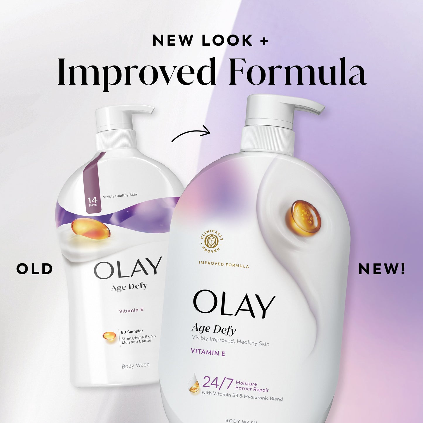 Olay Ultra Moisture Age Defy Body Wash with Vitamin E, Vitamin B3 and Hyaluronic Blend, 35oz