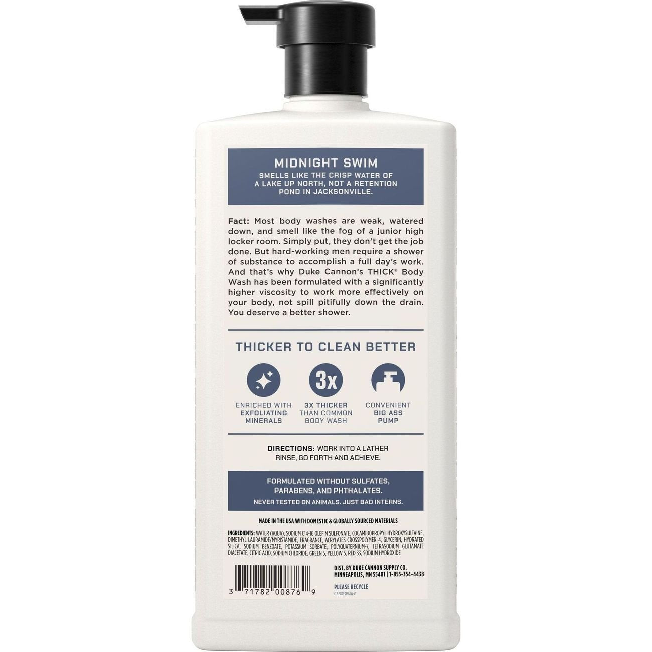 Duke Cannon Men's Thick Body Wash - Midnight Swim