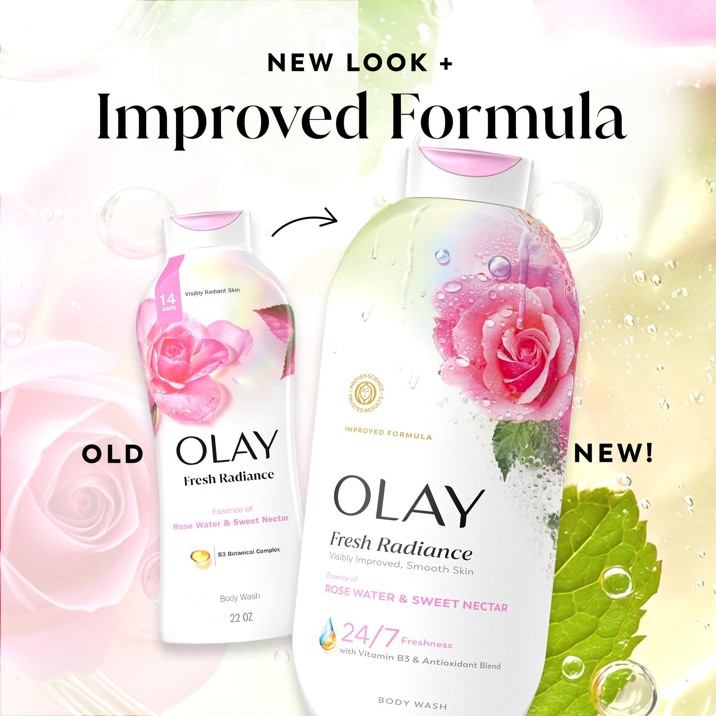 Olay Fresh Radiance Body Wash - Rose Water & Sweet Nectar