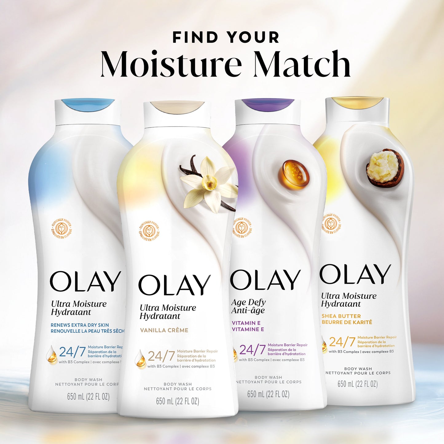 Olay Ultra Moisture Body Wash with Vanilla Creme, Vitamin B3 and Hyaluronic Blend, 22oz