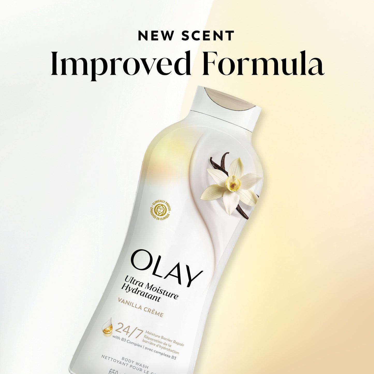 Olay Ultra Moisture Body Wash with Vanilla Creme, Vitamin B3 and Hyaluronic Blend, 22oz