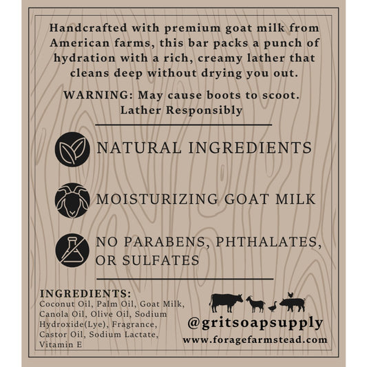 Grit Men's Goat Milk Bar Soap - Outlaw
