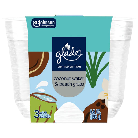 Glade 3 Wick Candle - Coconut Water & Beach Grass