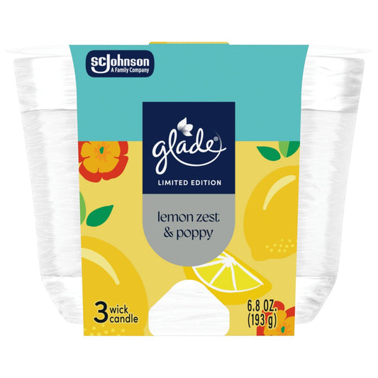 Glade 3 Wick Candle - Lemon Zest & Poppy