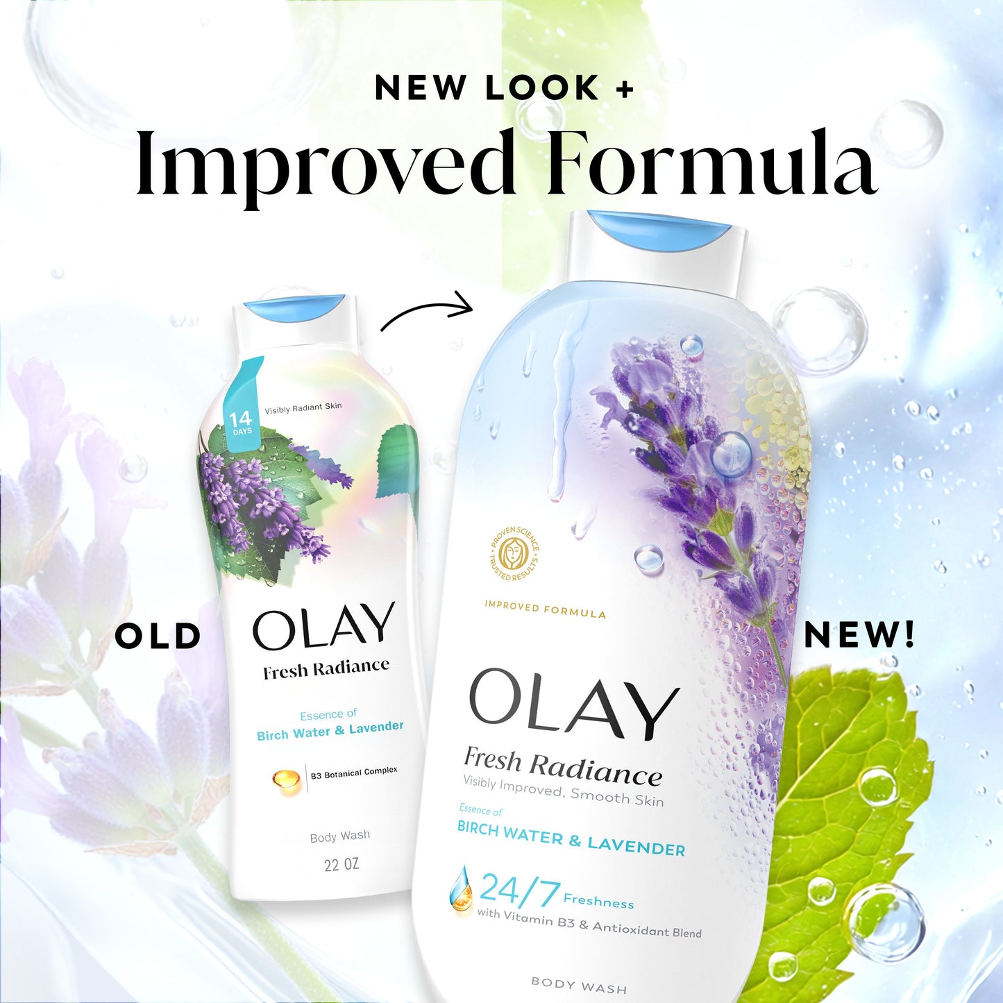 Olay Fresh Radiance Body Wash - Birch Water & Lavender