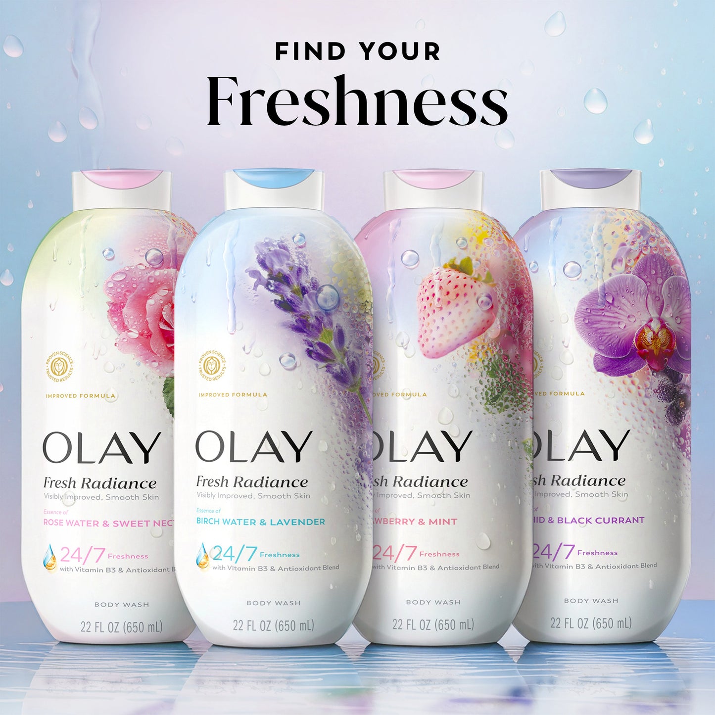 Olay Fresh Radiance Body Wash - Birch Water & Lavender