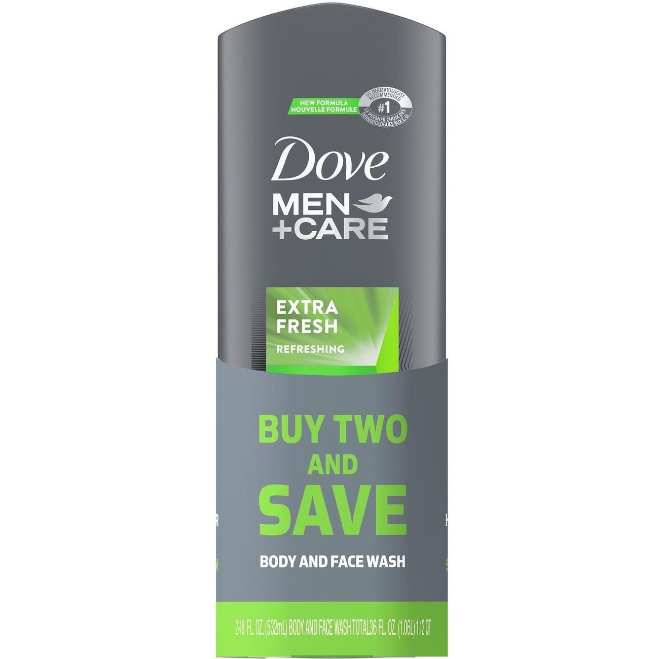 Dove Men+Care Face & Body Wash - Extra Fresh, 2 pk