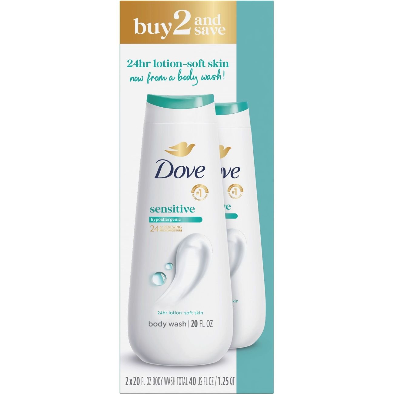 Dove Sensitive Body Wash 2 pk