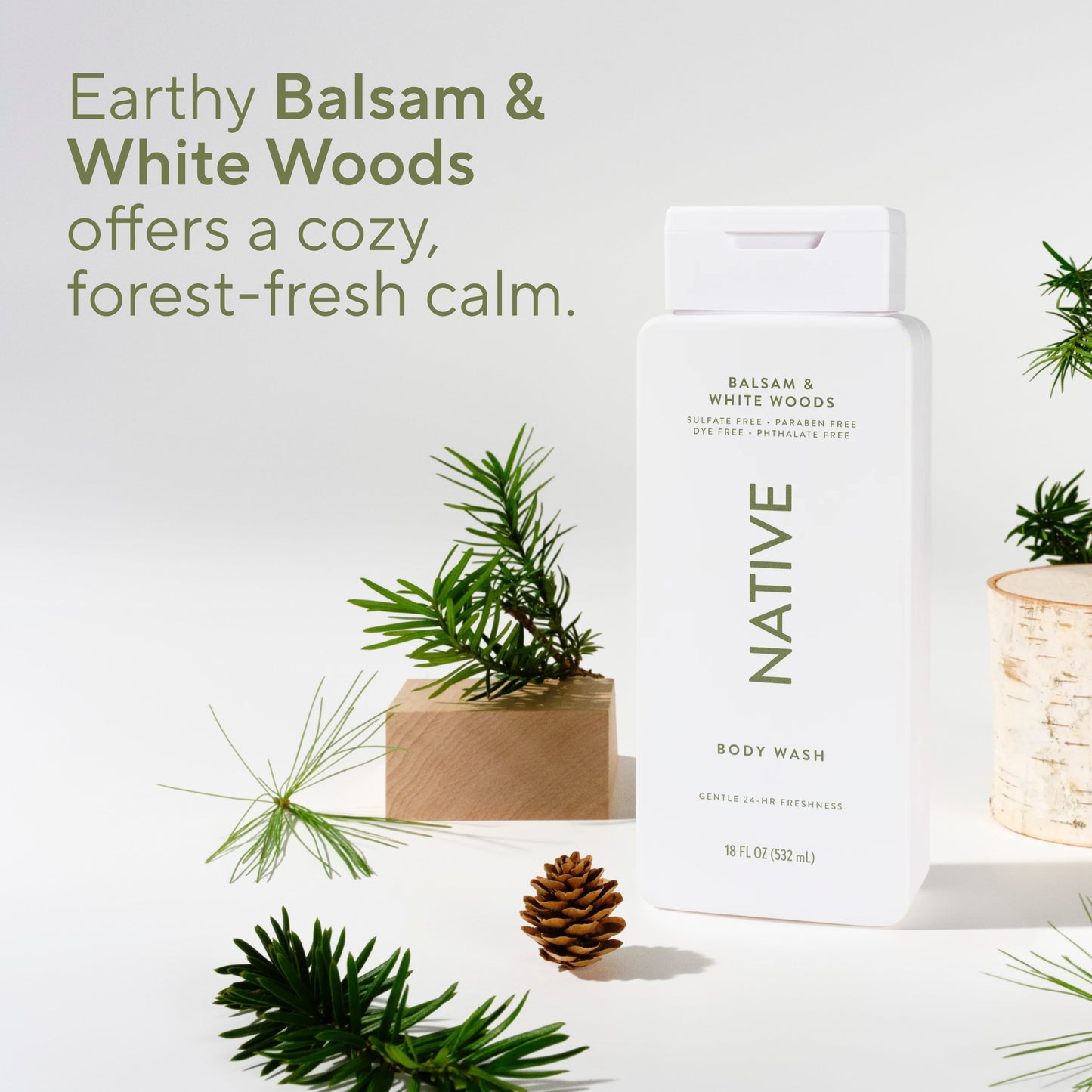 Native Body Wash - Balsam & White Woods