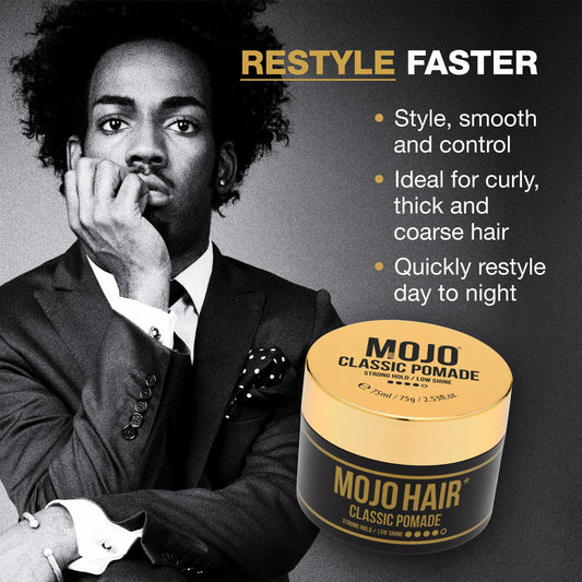 MOJO Classic Hair Styling Pomade - Strong Hold, Low Shine